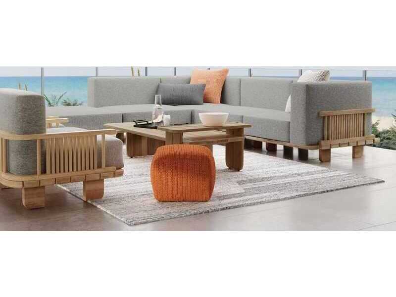 Classic Home Outdoor Hudson Natural Wood Rectangular Coffee Table