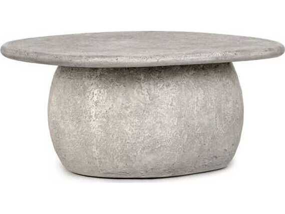 Classic Home Outdoor Britney Light Grey Concrete Round Coffee Table