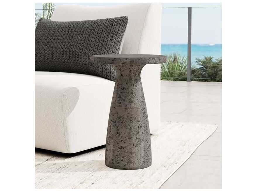 Classic Home Outdoor Collins Dark Grey Concrete Round End Table