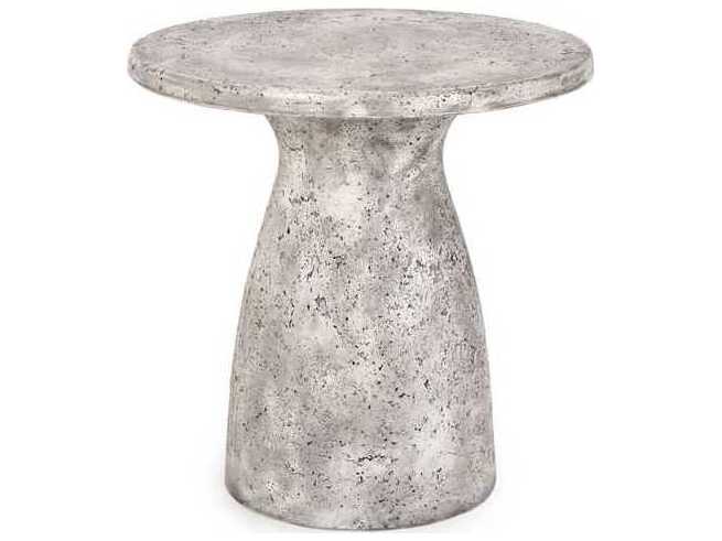 Classic Home Outdoor Collins Rough Light Grey Finish Concrete Round End Table