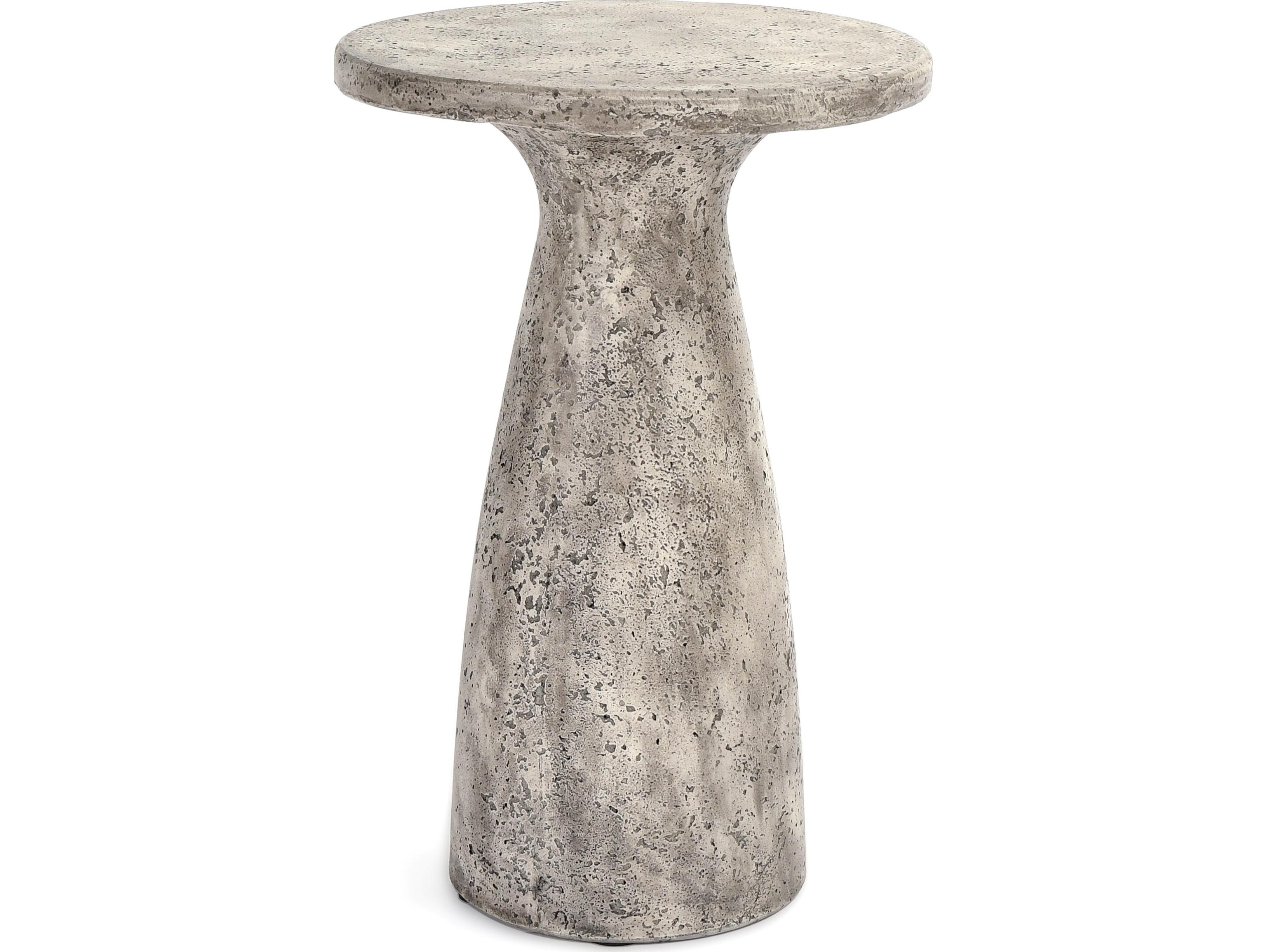 Classic Home Outdoor Collins Light Grey Concrete Round End Table