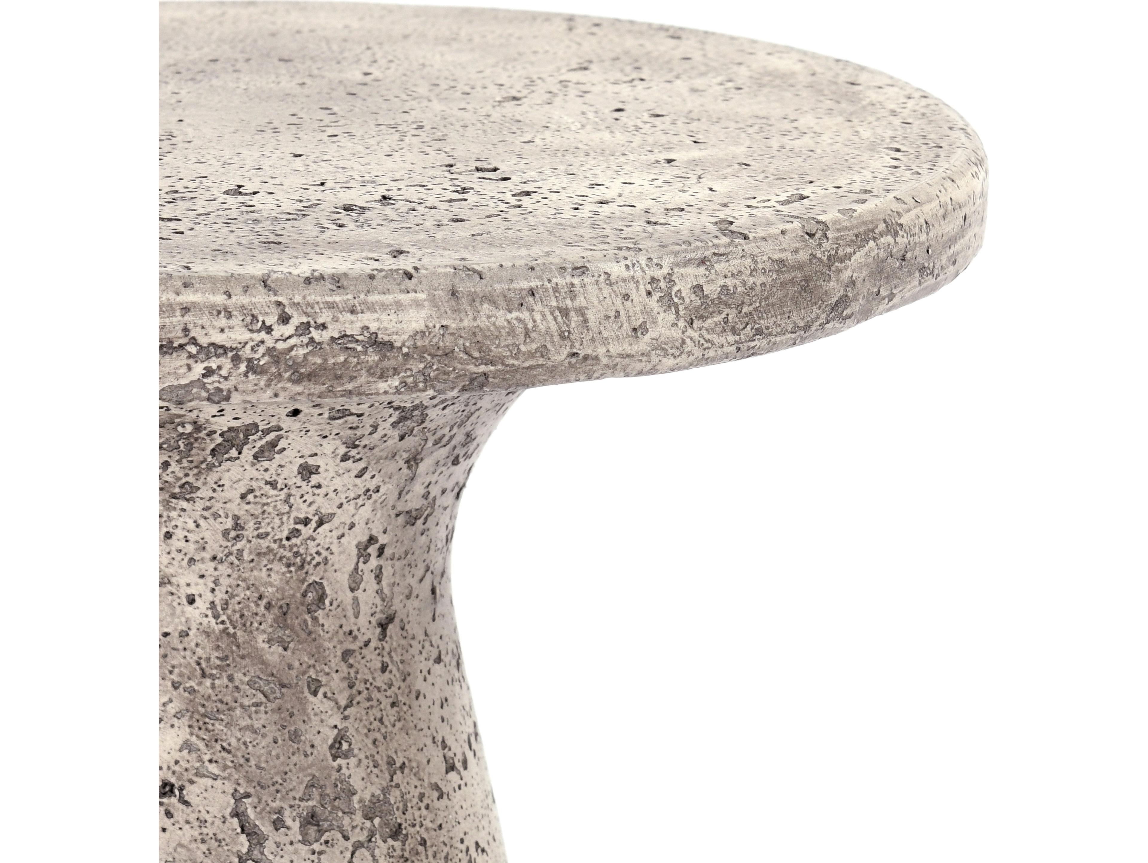 Classic Home Outdoor Collins Light Grey Concrete Round End Table