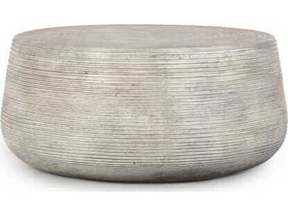 Classic Home Outdoor Nellie Rough Light Grey Concrete Round Coffee Table