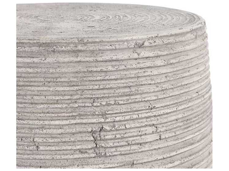 Classic Home Outdoor Nellie Rough Light Grey Concrete Round End Table