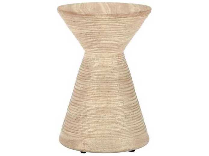 Classic Home Outdoor Fern Beige Concrete Round End Table