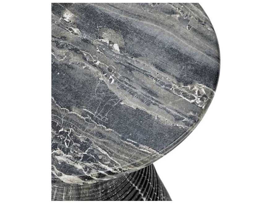 Classic Home Outdoor Fern Black Concrete Round End Table