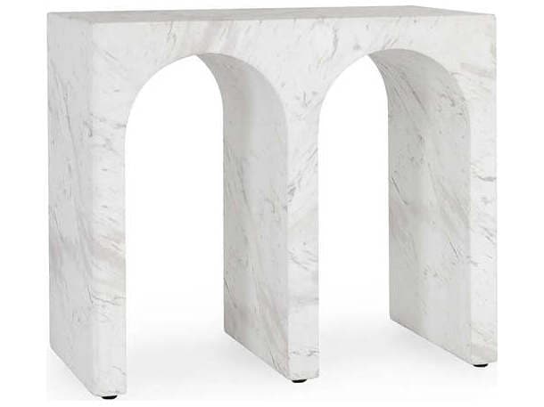 Classic Home Outdoor Marmo Ivory, Gray Concrete Rectangular End Table