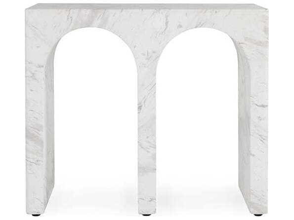 Classic Home Outdoor Marmo Ivory, Gray Concrete Rectangular End Table