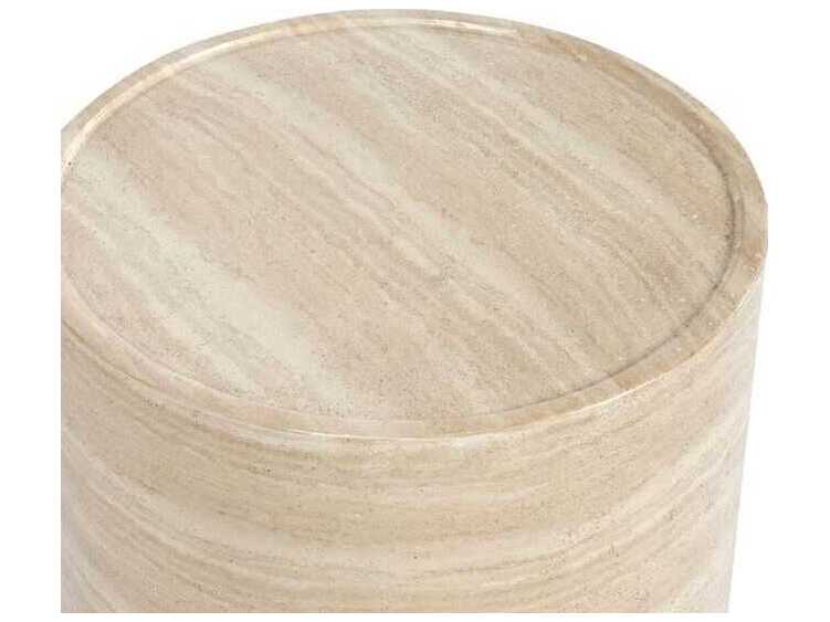 Classic Home Outdoor Mckenna Beige Concrete Round End Table