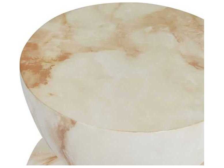 Classic Home Outdoor Leva Cream Concrete Round End Table