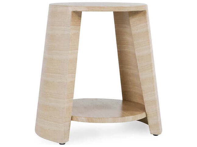 Classic Home Outdoor Rosen Beige Concrete Oval End Table