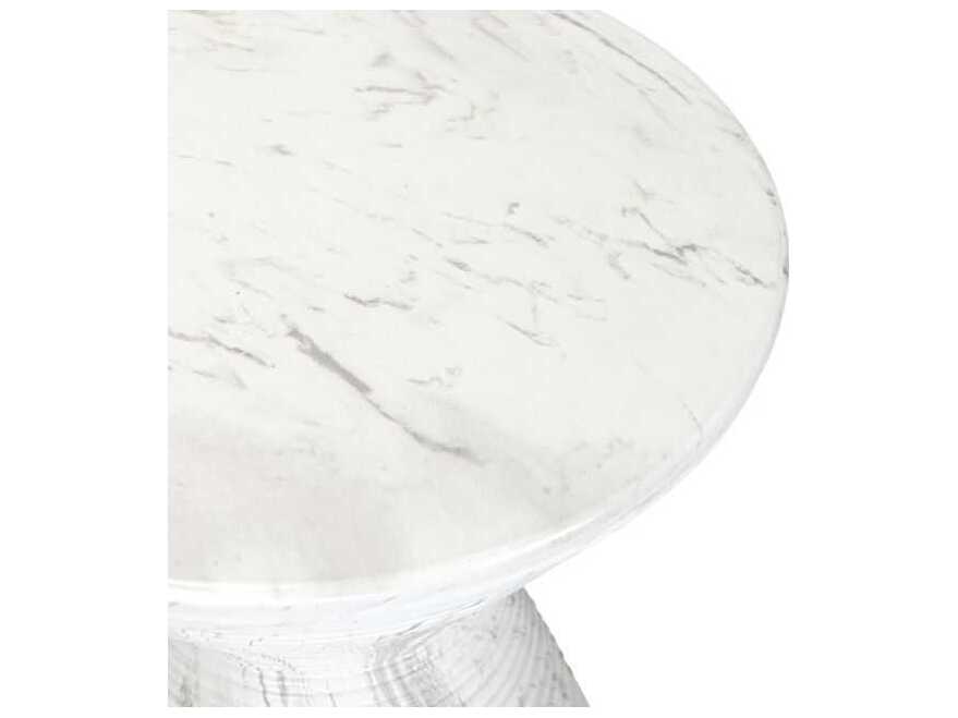 Classic Home Outdoor Fern White Concrete Round End Table