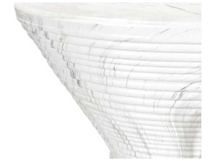 Classic Home Outdoor Fern White Concrete Round End Table