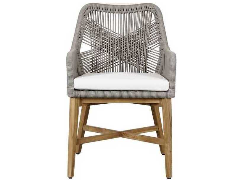 Classic Home Outdoor Marley Ash Gray, Brown Wood Cushion Dining Chair