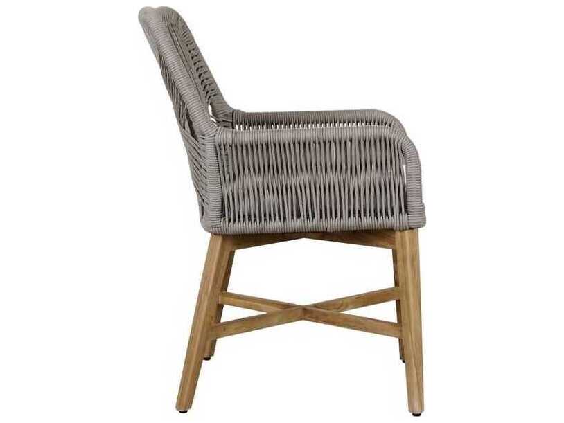 Classic Home Outdoor Marley Ash Gray, Brown Wood Cushion Dining Chair