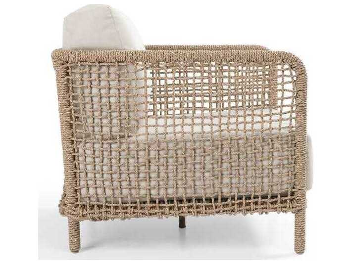 Classic Home Outdoor Brisbane Natural Brown, Cream Rope Cushion Lounge Chair