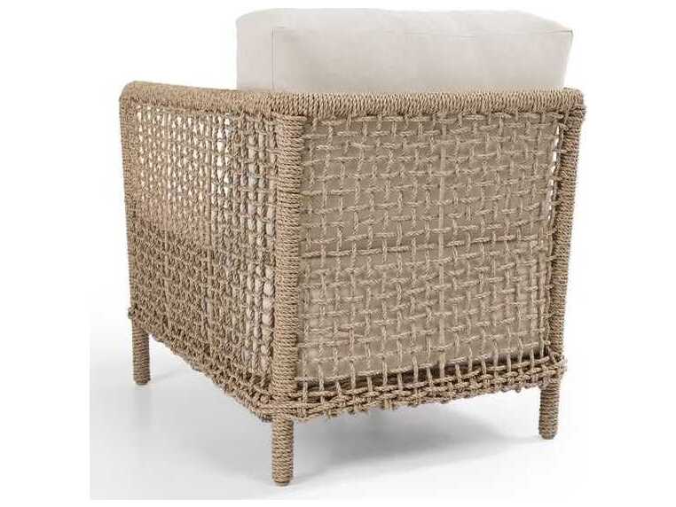 Classic Home Outdoor Brisbane Natural Brown, Cream Rope Cushion Lounge Chair