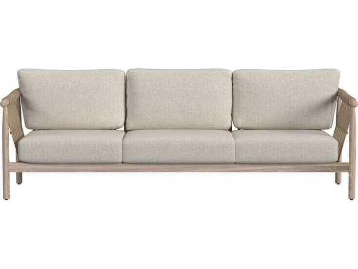 Classic Home Outdoor Leo Taupe Wood Cushion Sofa