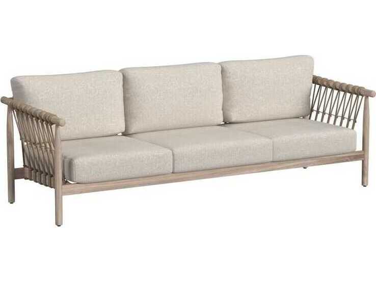 Classic Home Outdoor Leo Taupe Wood Cushion Sofa