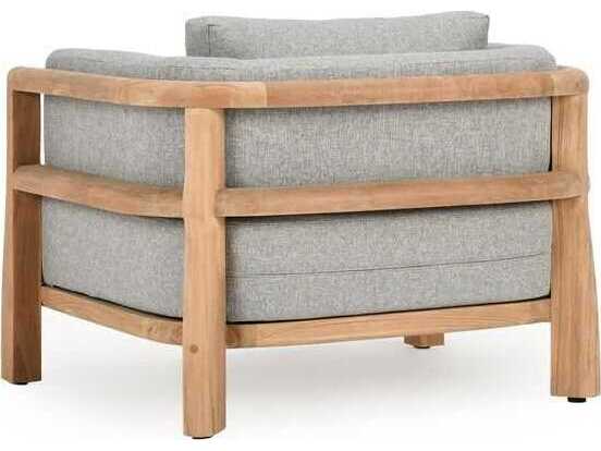 Classic Home Outdoor Aston Natural, Gray Wood Cushion Lounge Chair