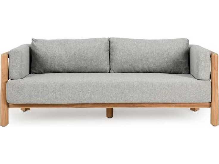 Classic Home Outdoor Aston Natural, Gray Wood Teak Sofa