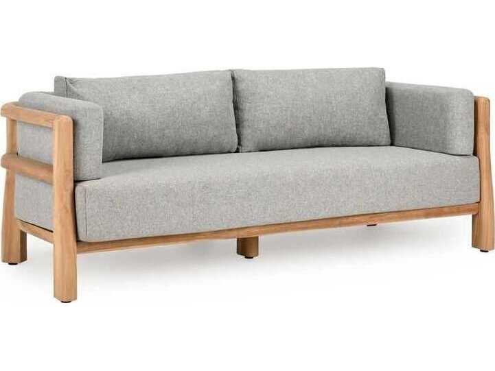 Classic Home Outdoor Aston Natural, Gray Wood Teak Sofa