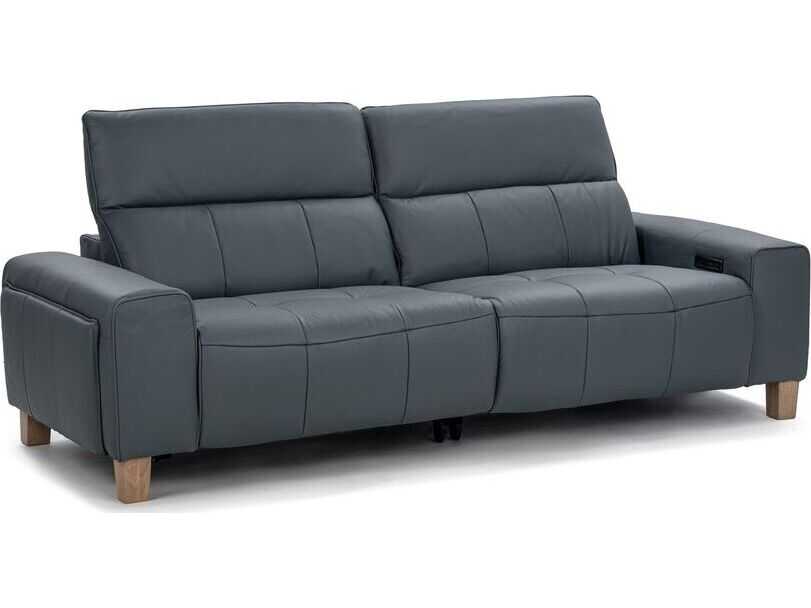 Classic Home Alea Smoke Blue Leather Sofa