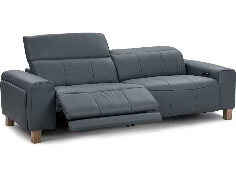 Classic Home Alea Smoke Blue Leather Sofa