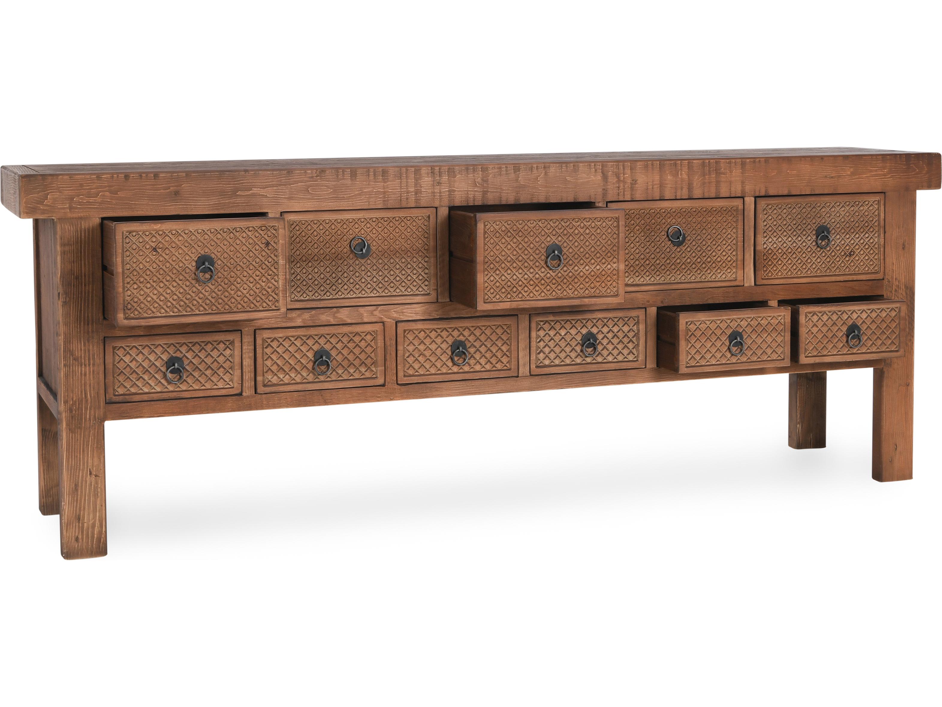 Classic Home Lahey Rectangular Wood Mission Brown Console Table