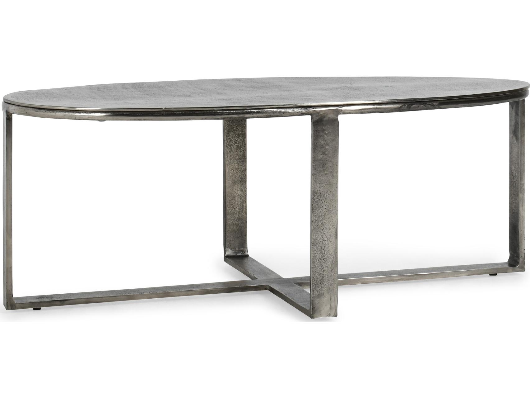 Classic Home Flores Oval Metal Nickel Coffee Table