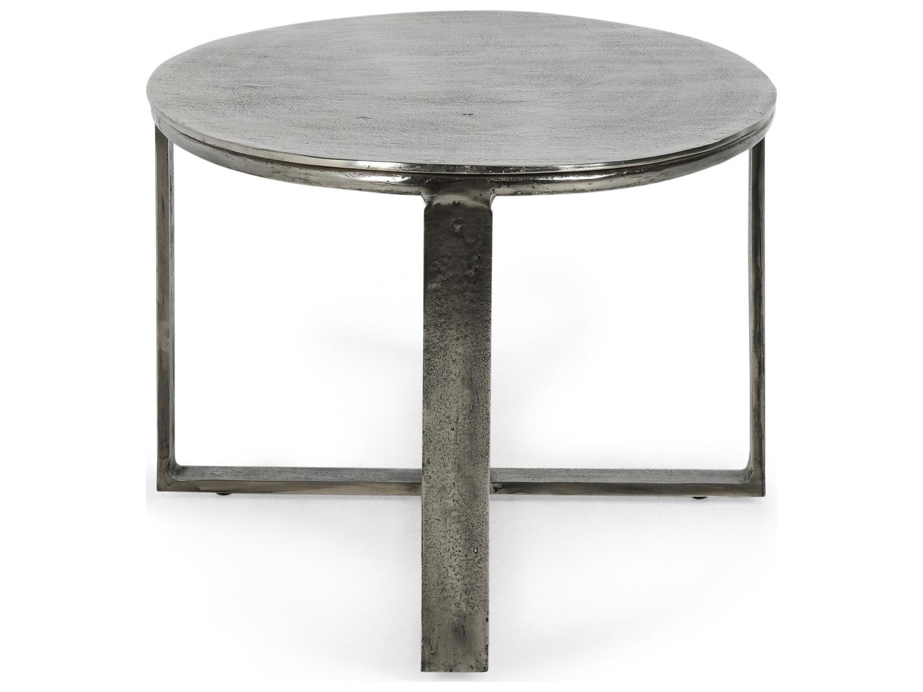 Classic Home Flores Oval Metal Nickel Coffee Table
