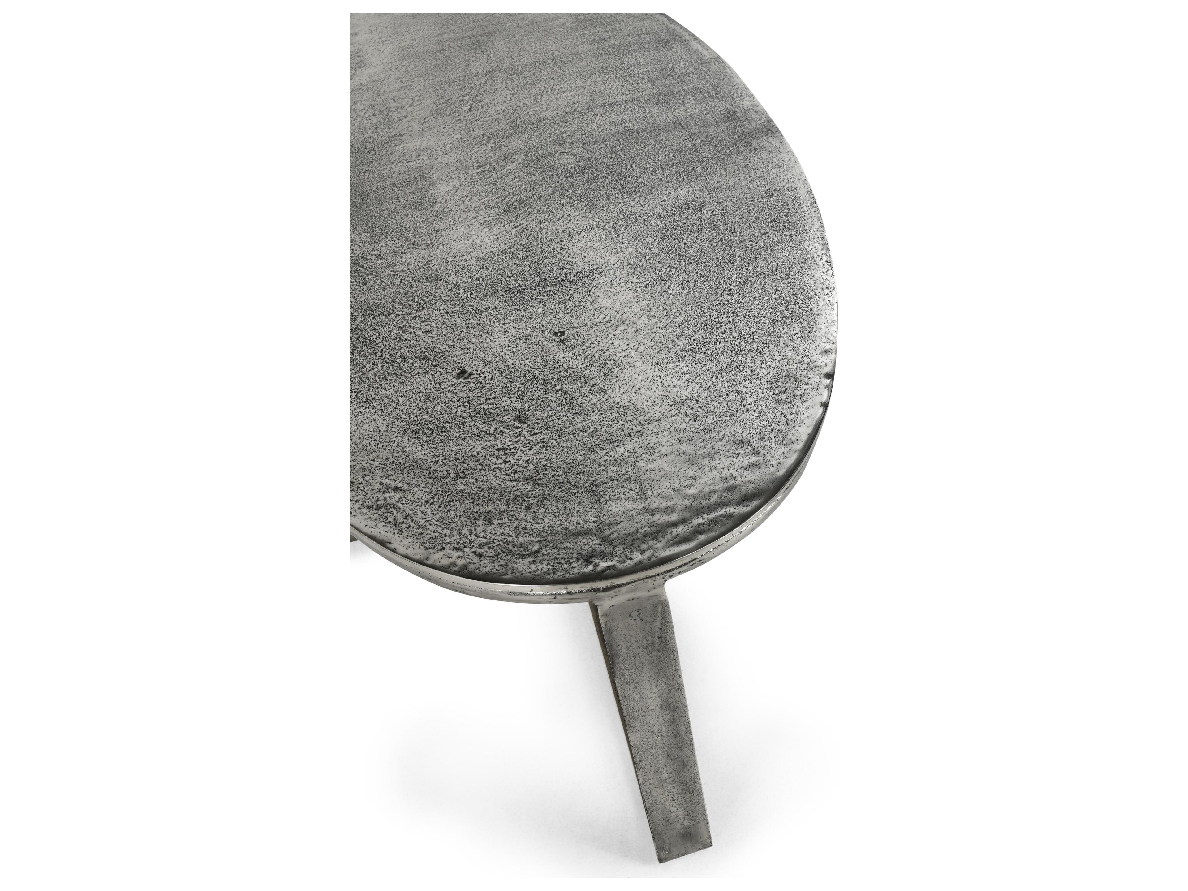 Classic Home Flores Oval Metal Nickel Coffee Table