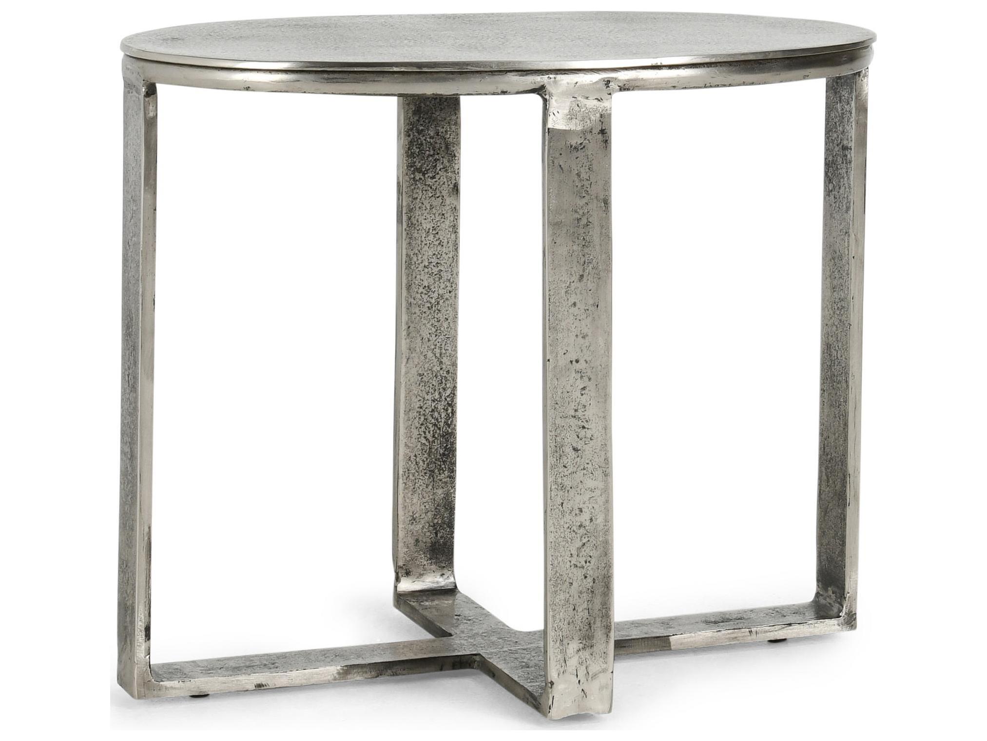 Classic Home Flores Oval Metal Nickel End Table