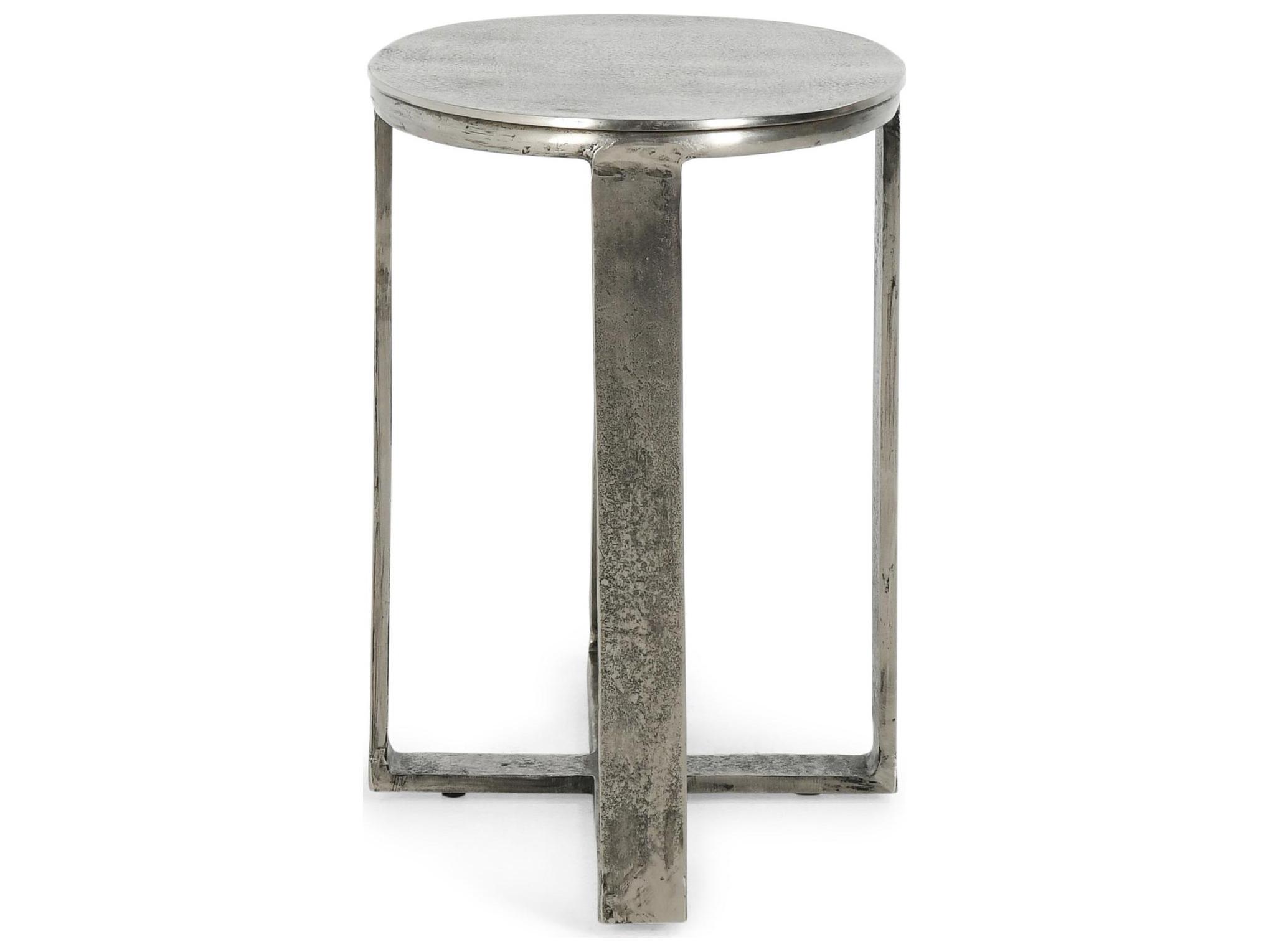 Classic Home Flores Oval Metal Nickel End Table