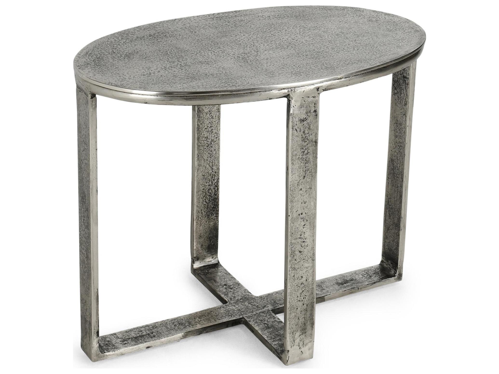 Classic Home Flores Oval Metal Nickel End Table