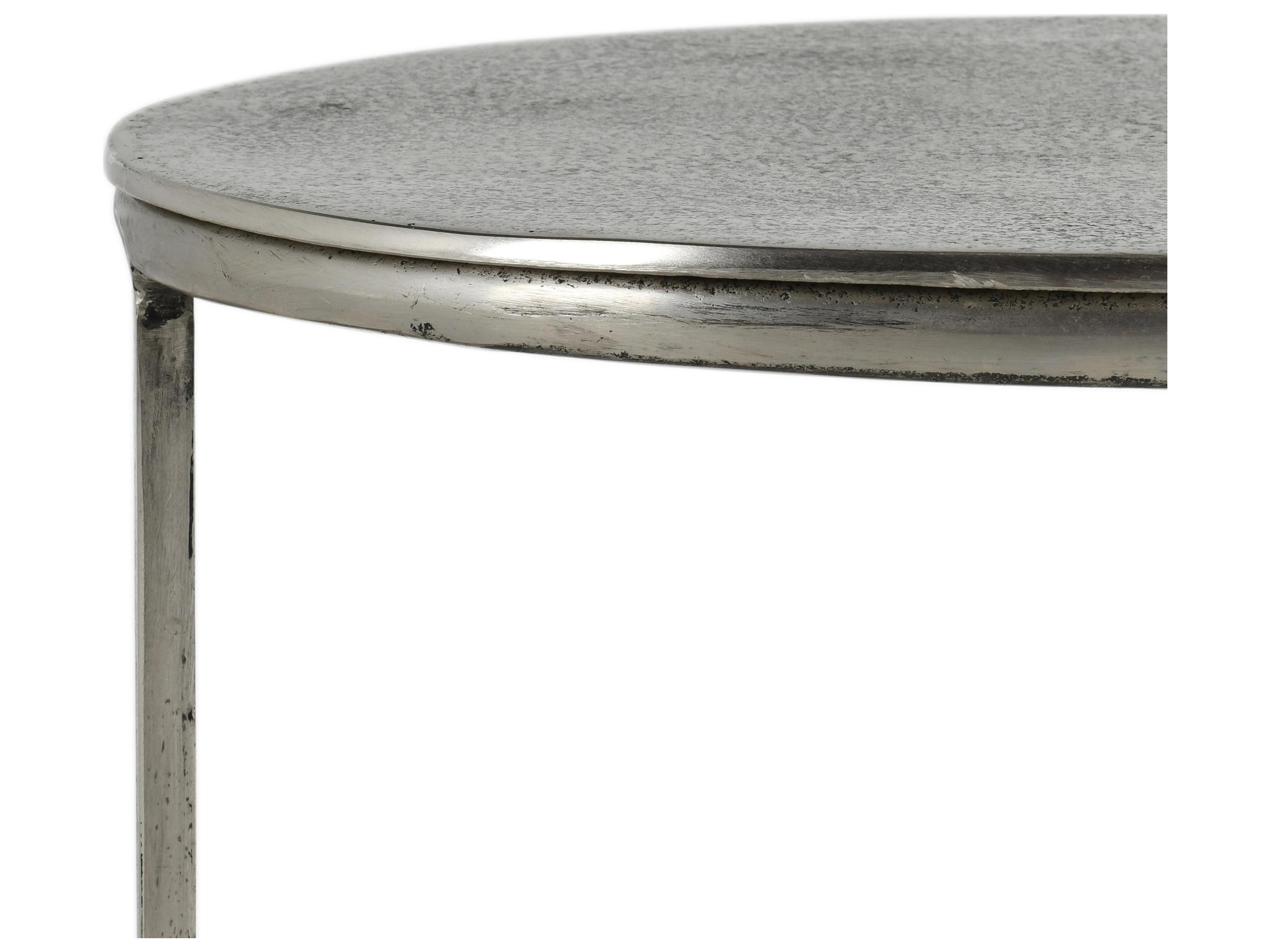 Classic Home Flores Oval Metal Nickel End Table