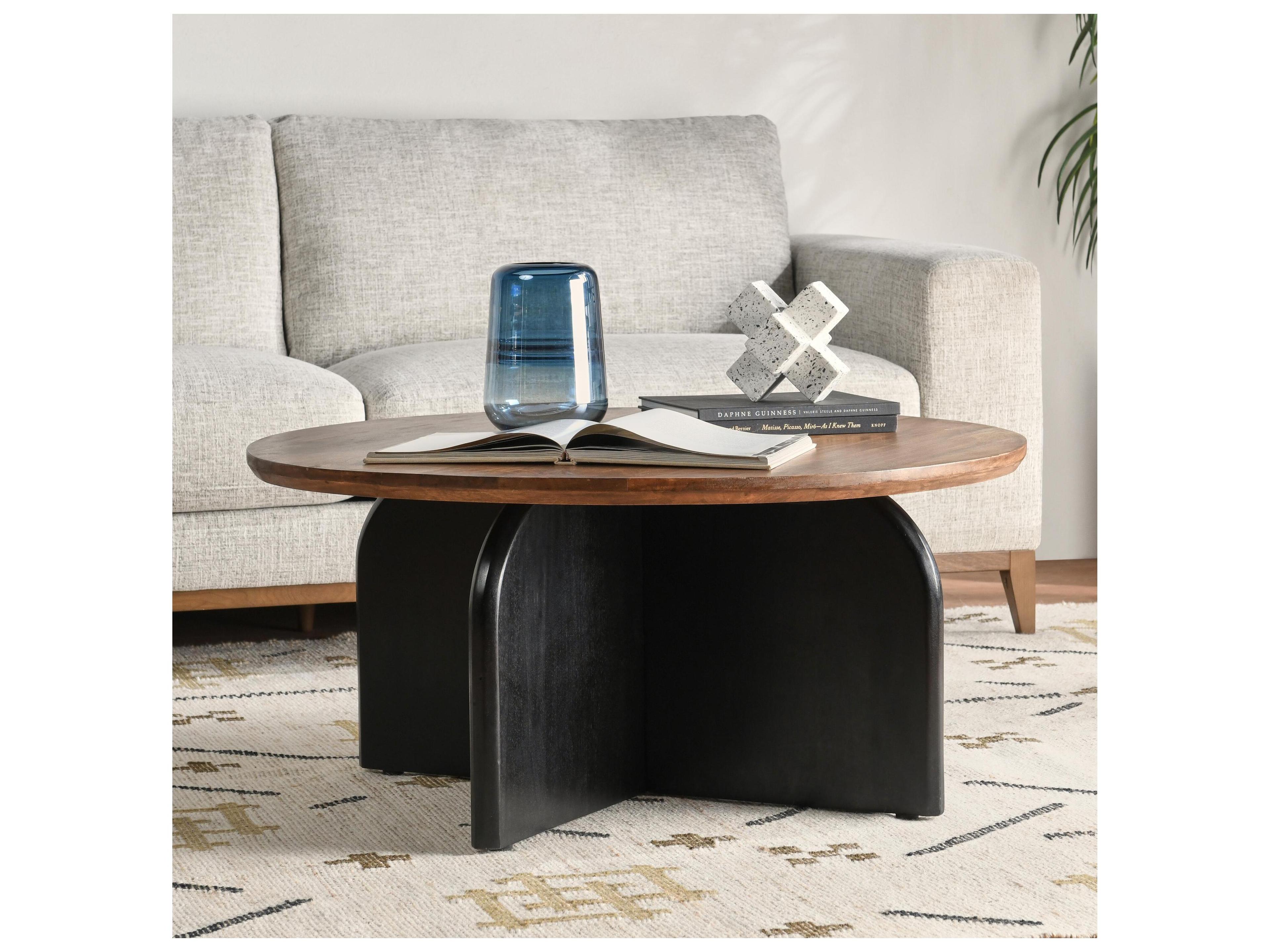 Classic Home Penelope Round Wood Natural Brown Coffee Table