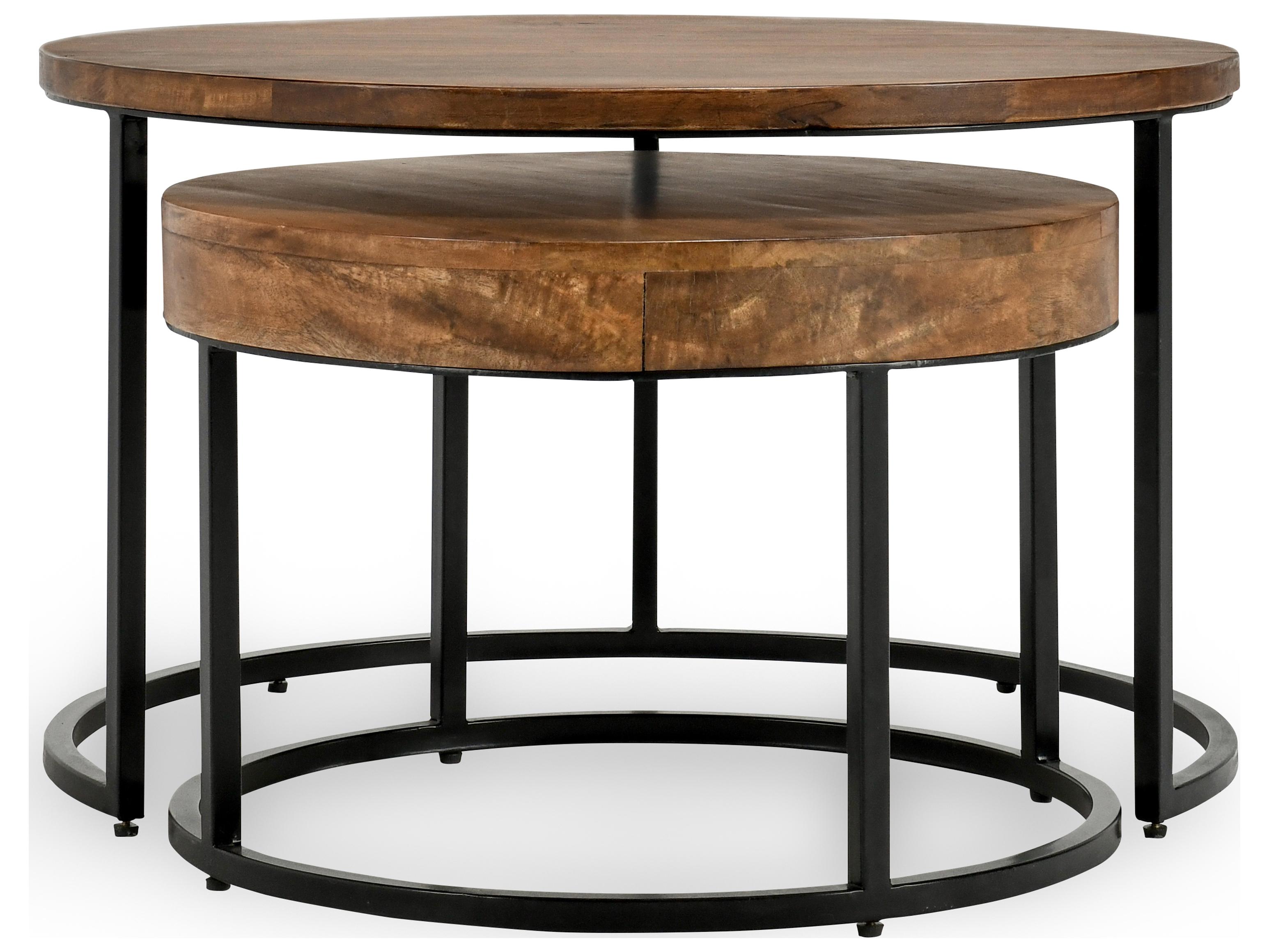 Classic Home Emma Round Wood Natural Brown End Table Set of 2