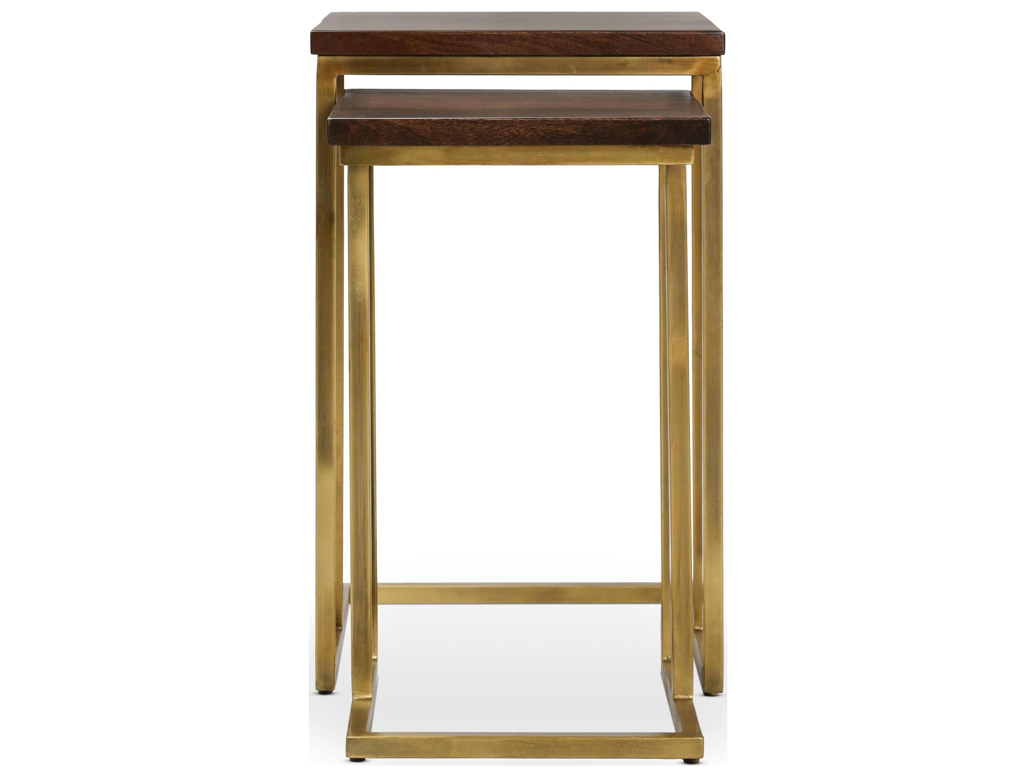 Classic Home Lindt Square Wood Top Hand Ed In Dark Brown End Table