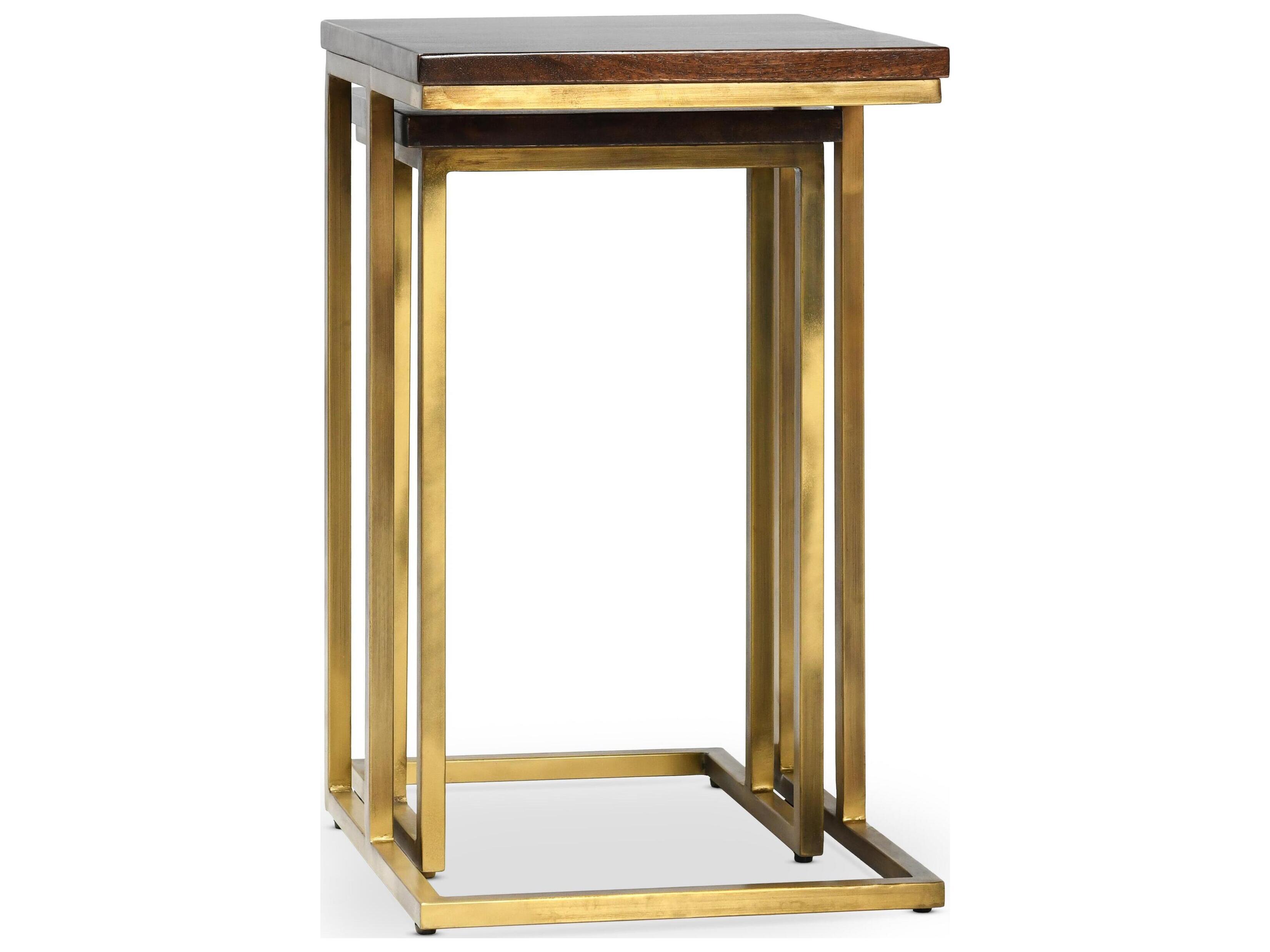 Classic Home Lindt Square Wood Top Hand Ed In Dark Brown End Table