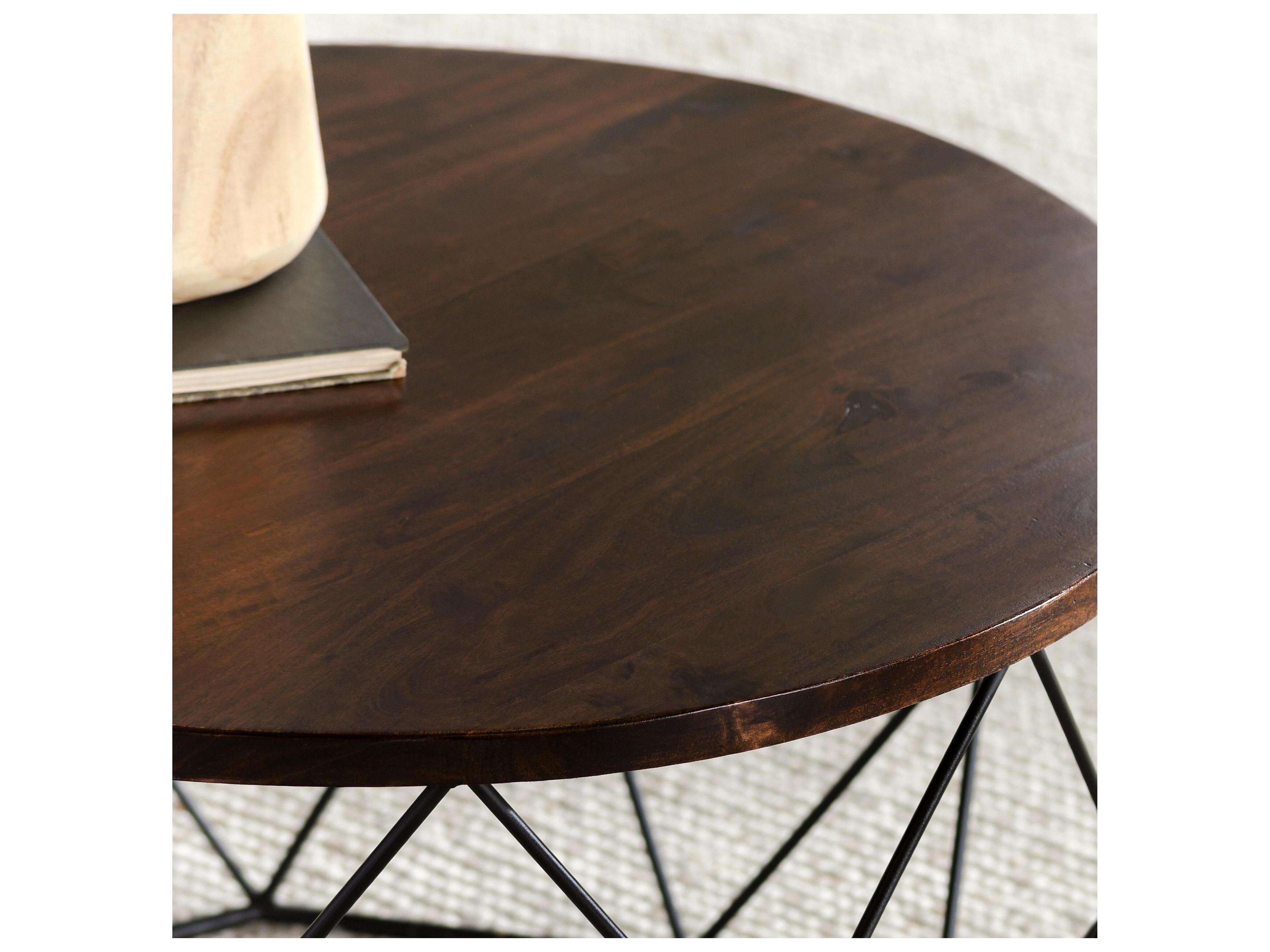 Classic Home Sylmar Round Wood Dark Brown Top Coffee Table