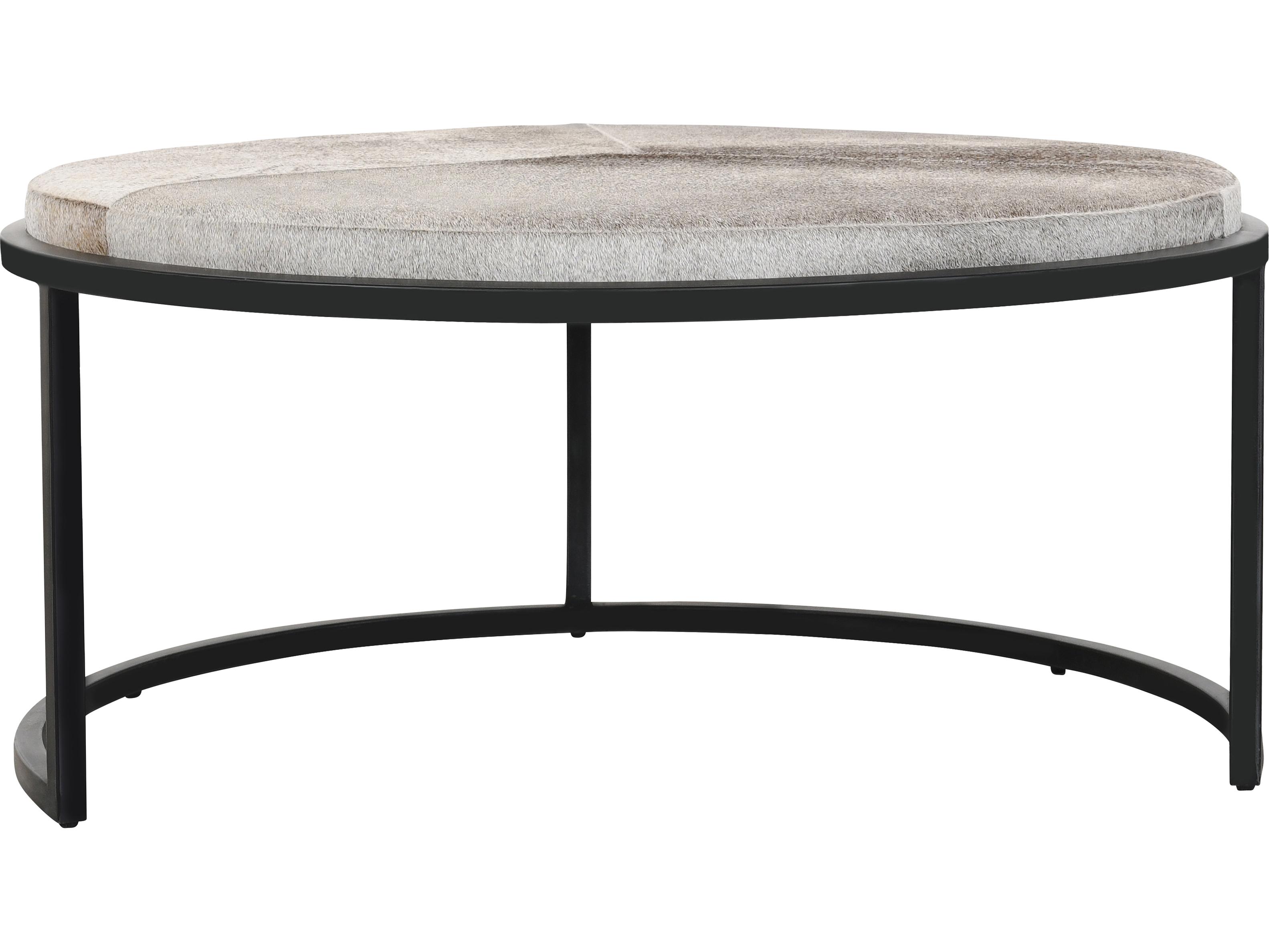 Classic Home Hayword Round Fabric Sparrow Gray Coffee Table Set of 2