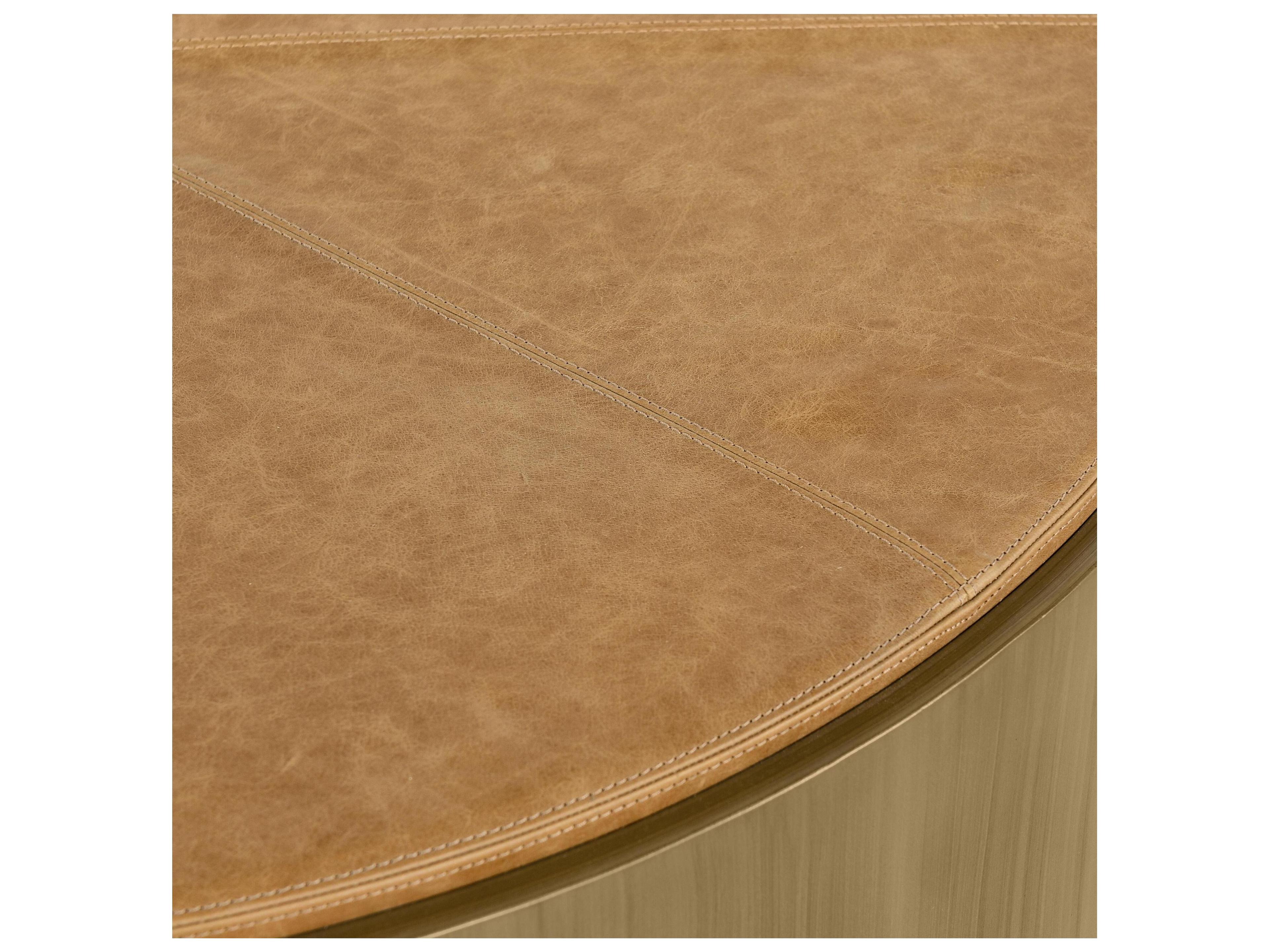 Classic Home Evan Round Wood Brass Base Coffee Table