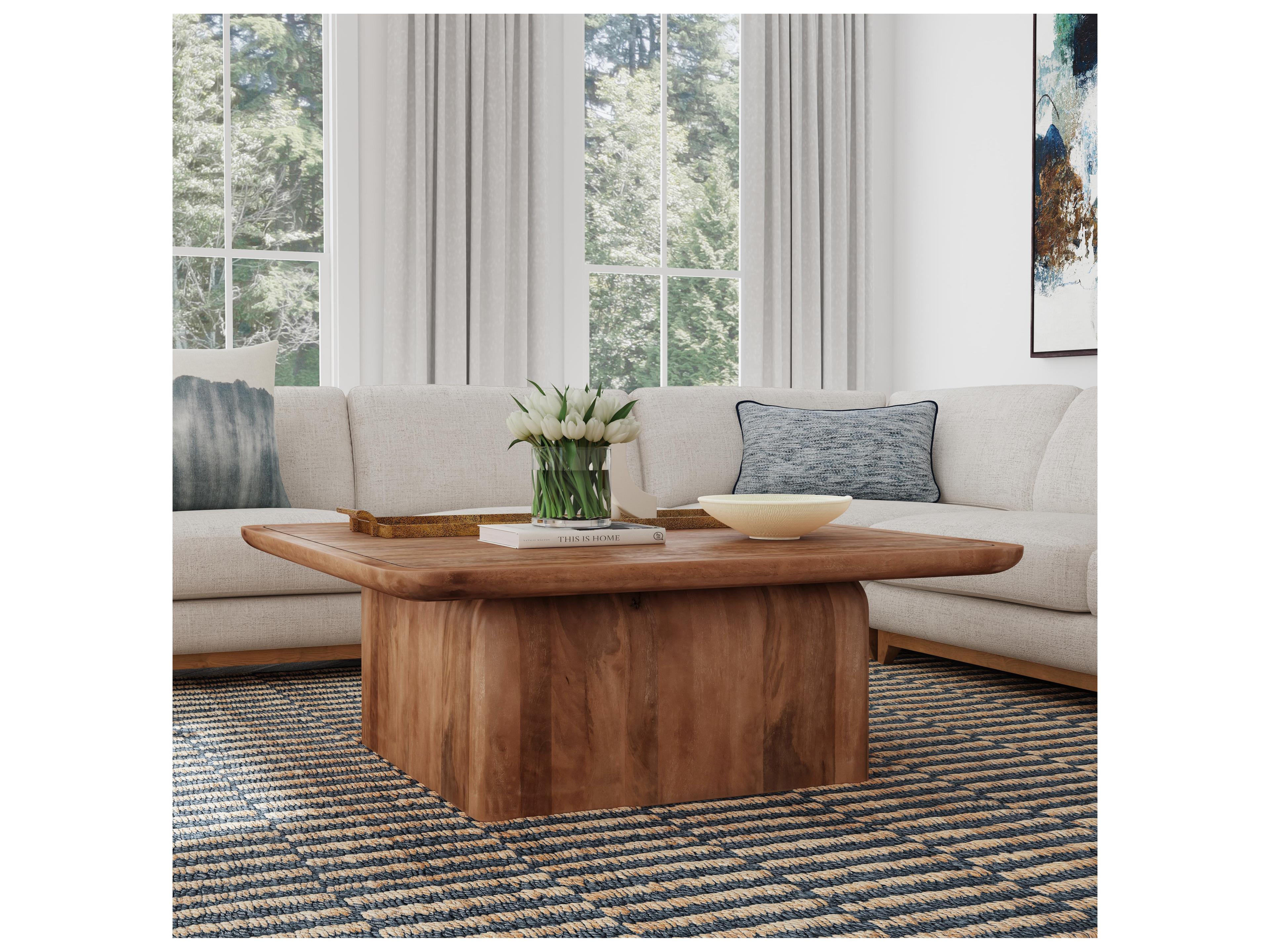 Classic Home Chloe Square Wood Brown Coffee Table