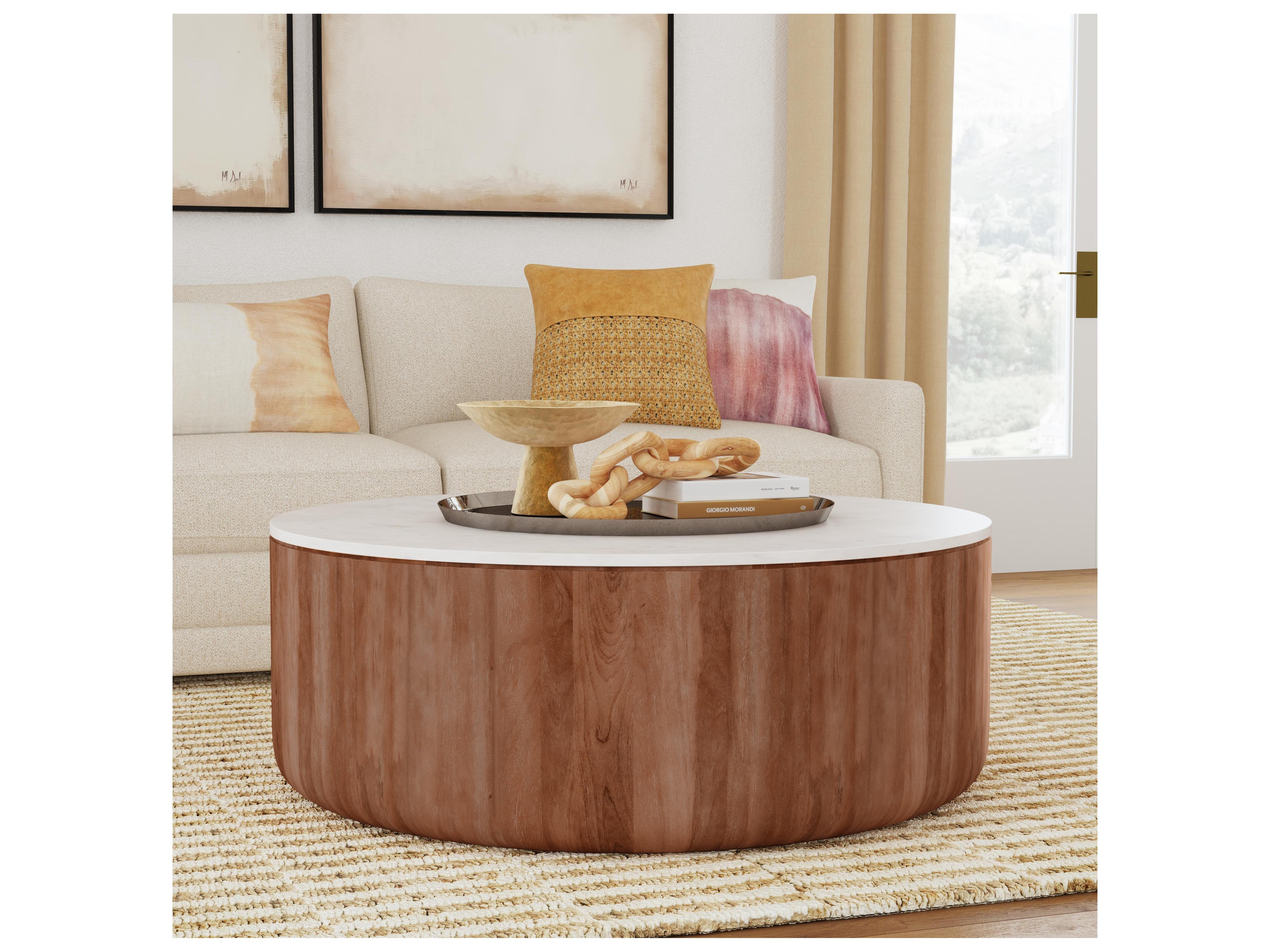 Classic Home Josie Round Umber marble Coffee Table