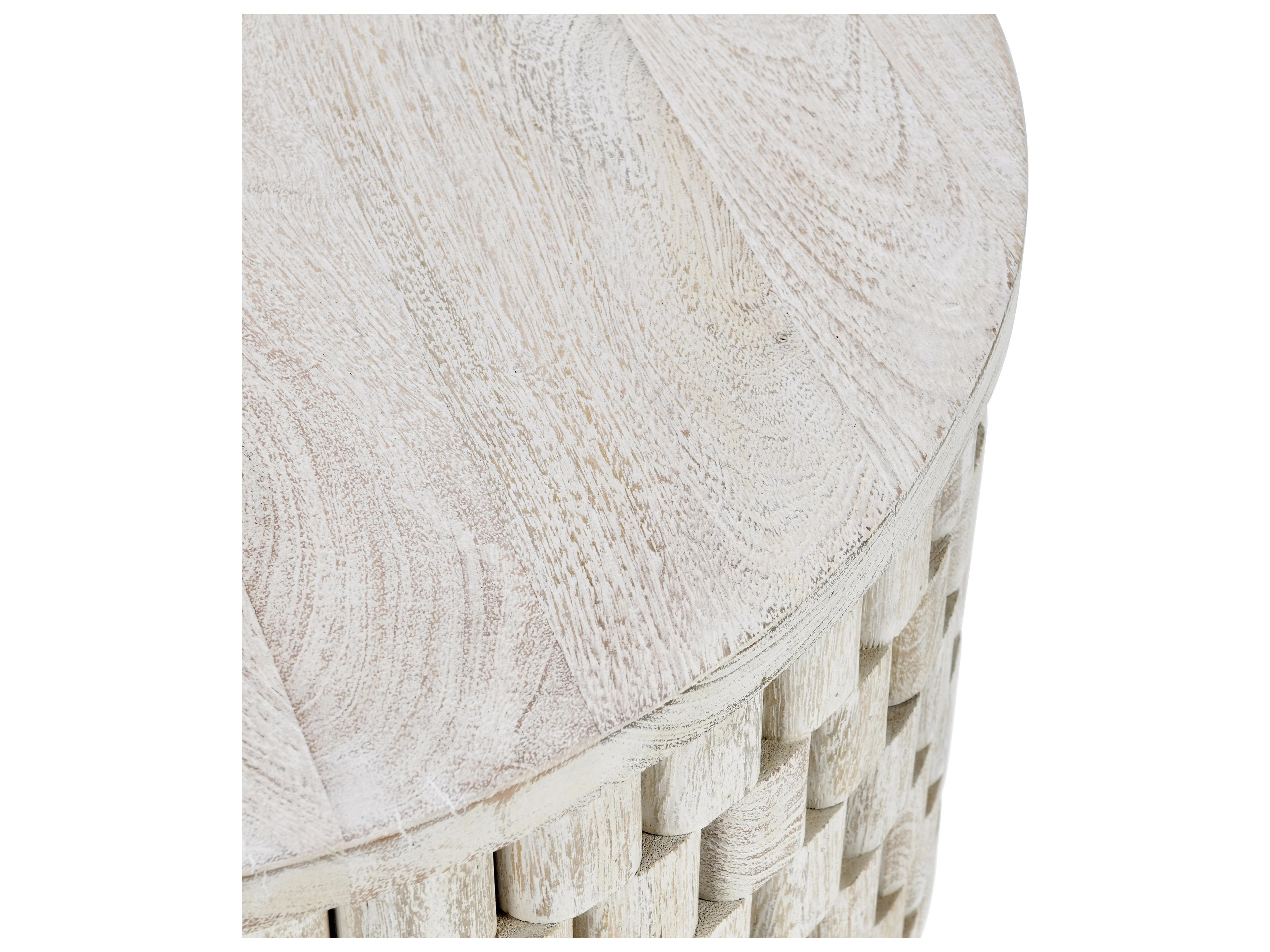 Classic Home Norwood Round Wood White End Table