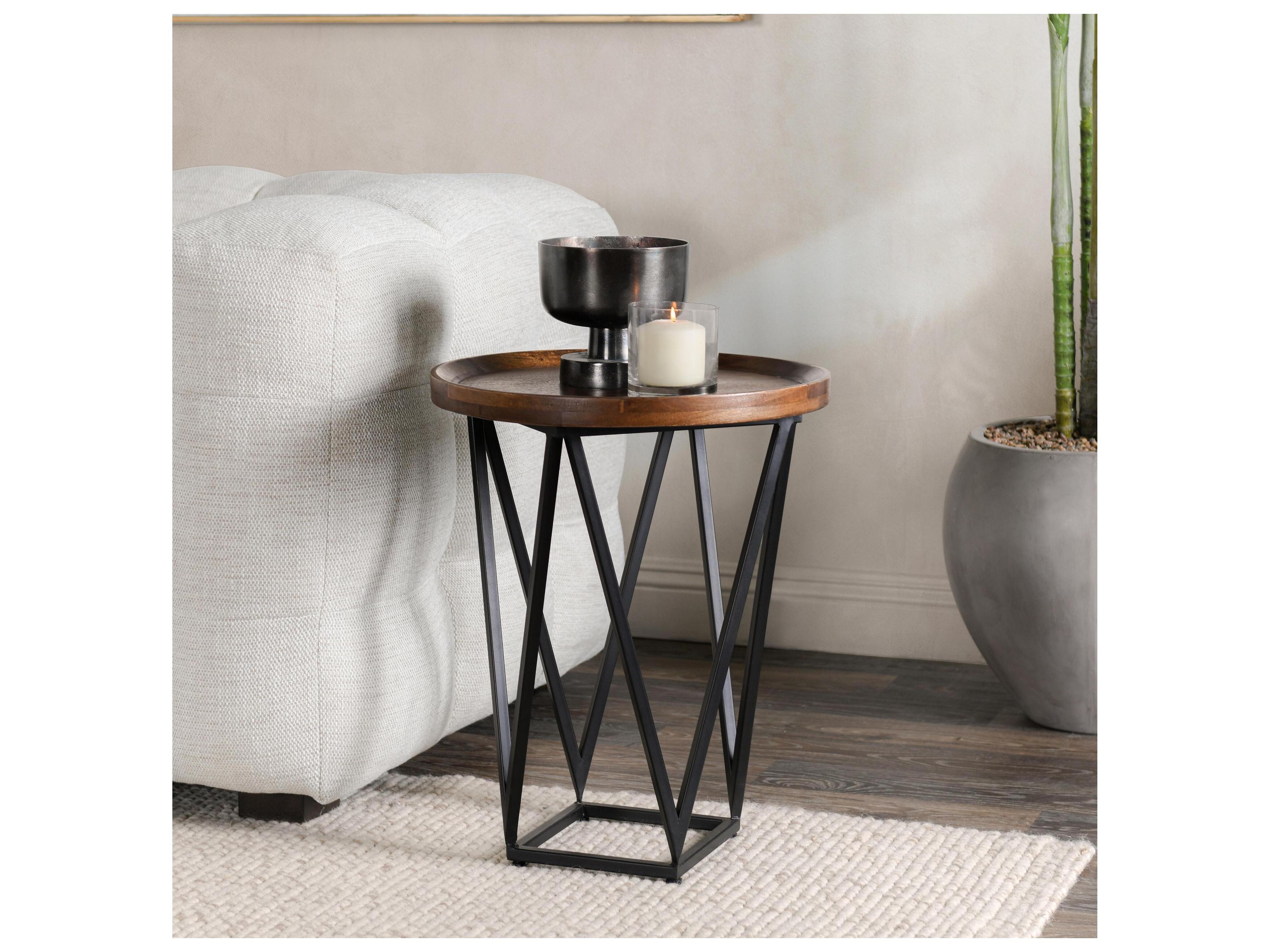 Classic Home Lamar Round Wood Brown End Table