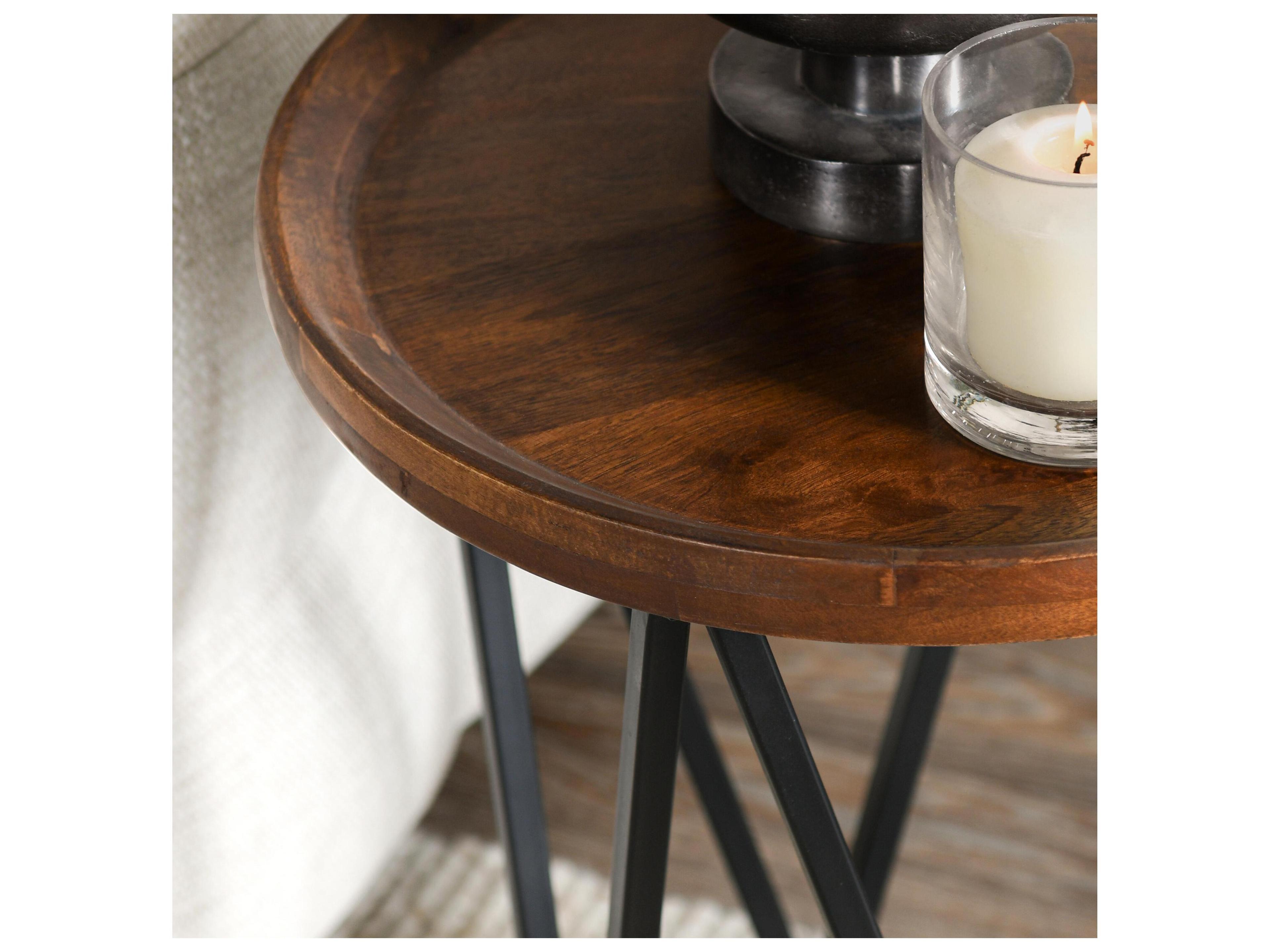 Classic Home Lamar Round Wood Brown End Table