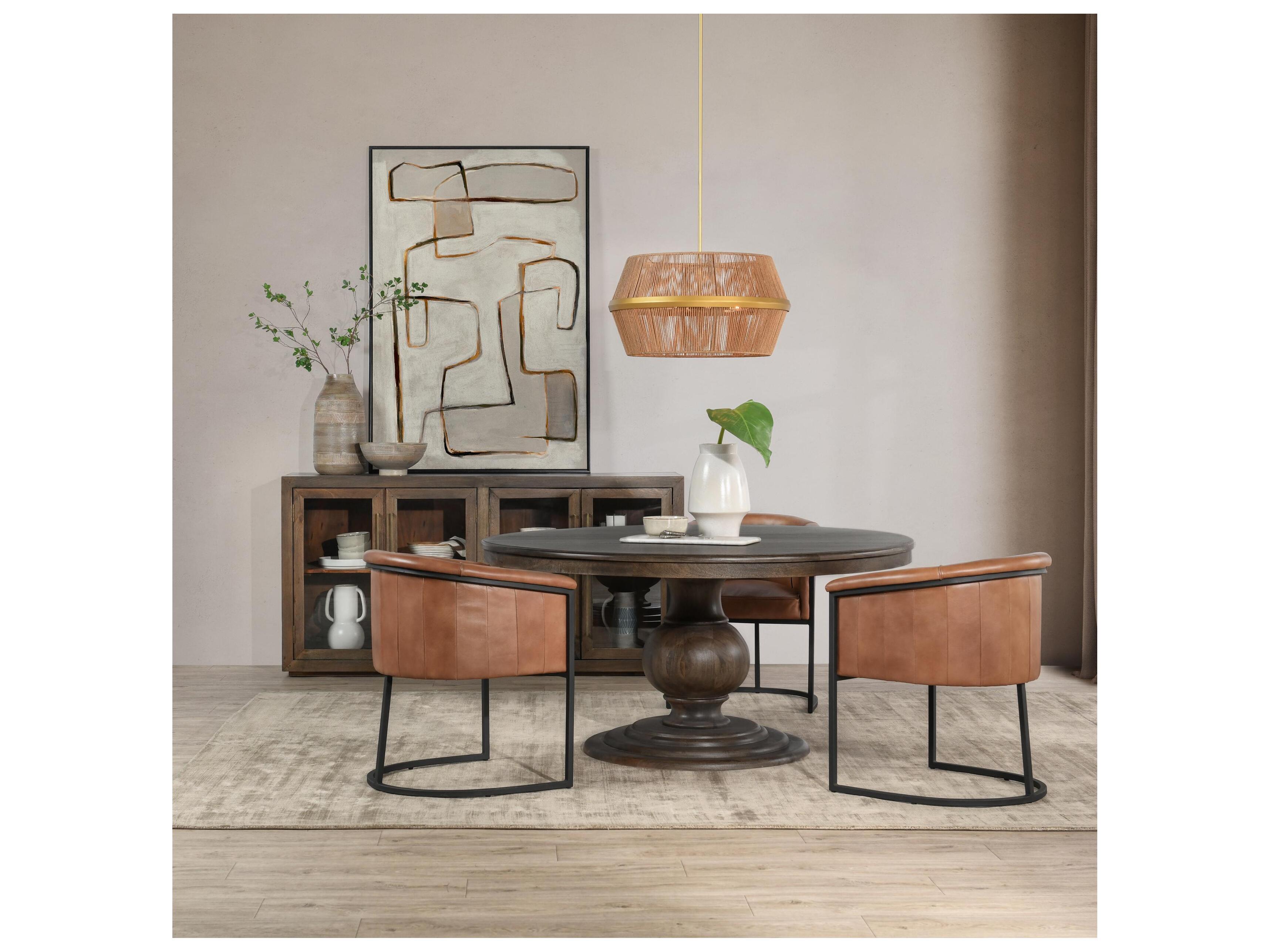 Classic Home Brookside Round Wood Cocoa Brown Dining Table