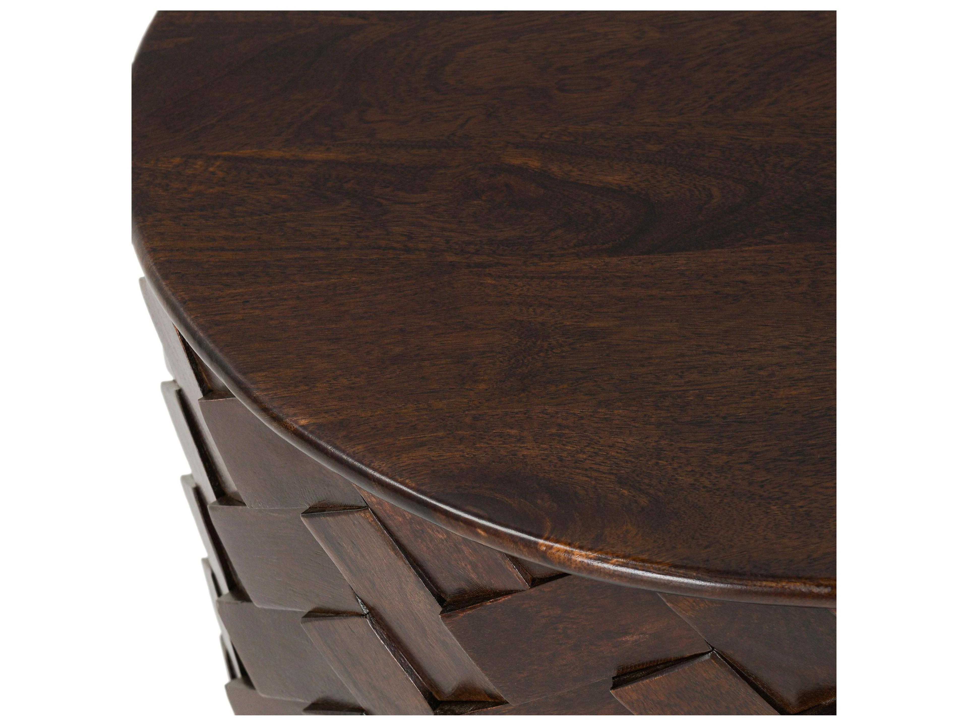 Classic Home Shira Round Wood Kona Brown End Table